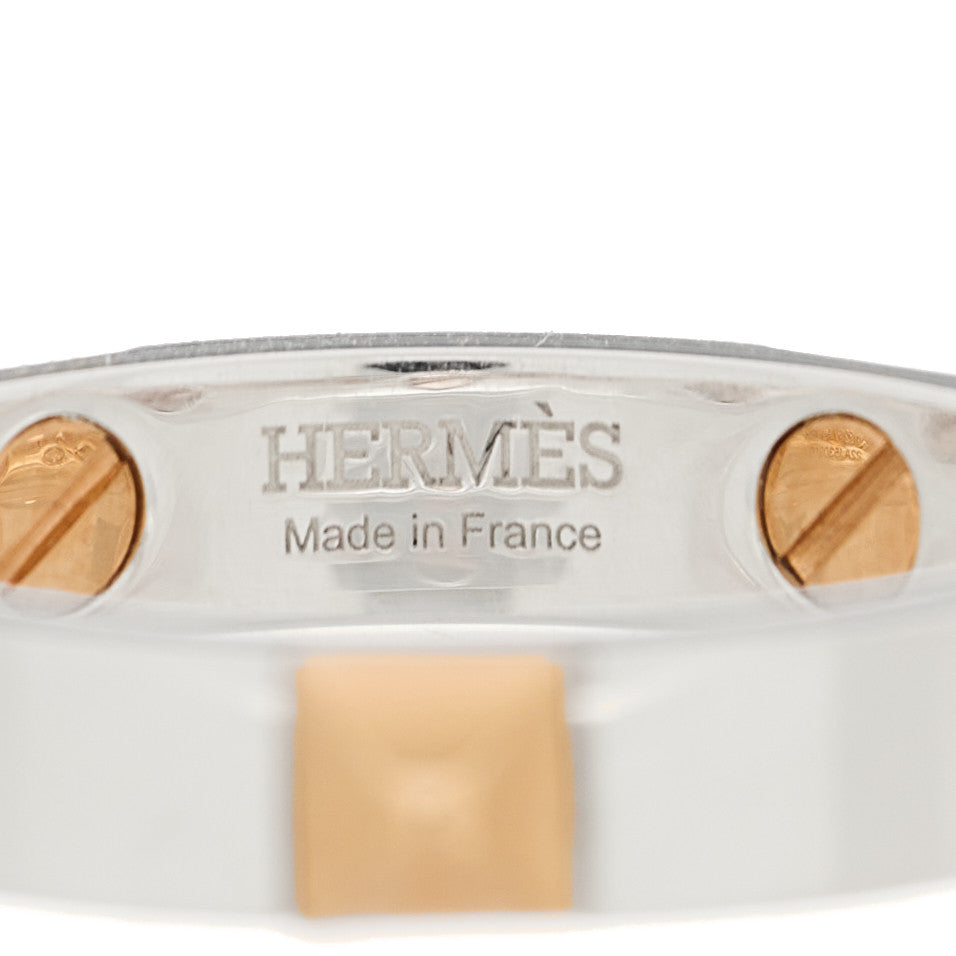Hermes Sterling Silver 18K Rose Gold Clou d' H Ring 59 8.75 4 of 7