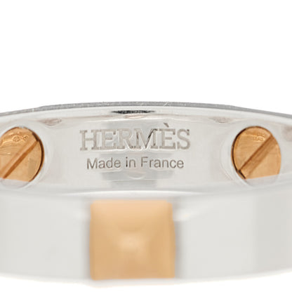 Hermes Sterling Silver 18K Rose Gold Clou d' H Ring 59 8.75 4 of 7