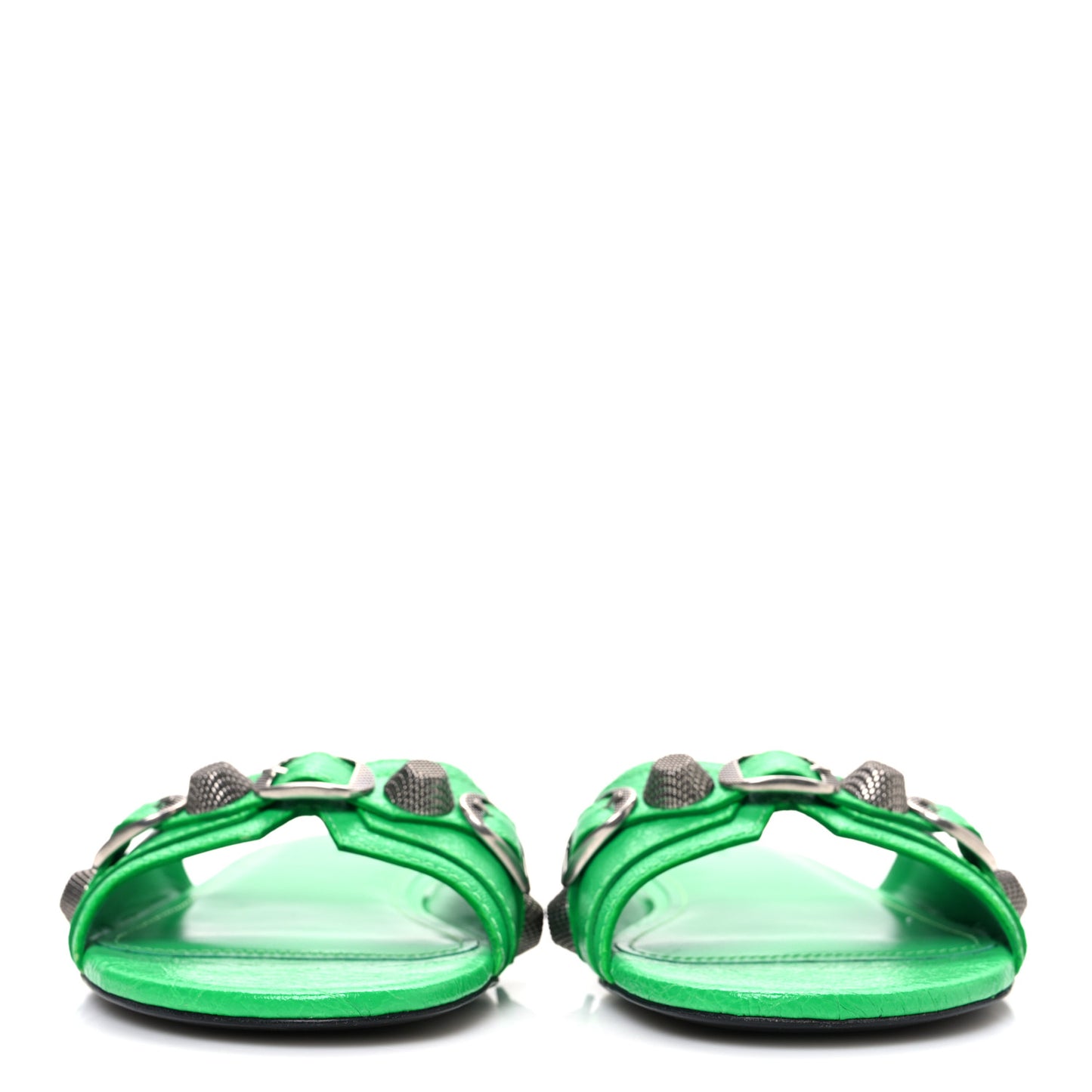 Agneau Arena Cagole Flat Slide Sandals 37 Vivid Green