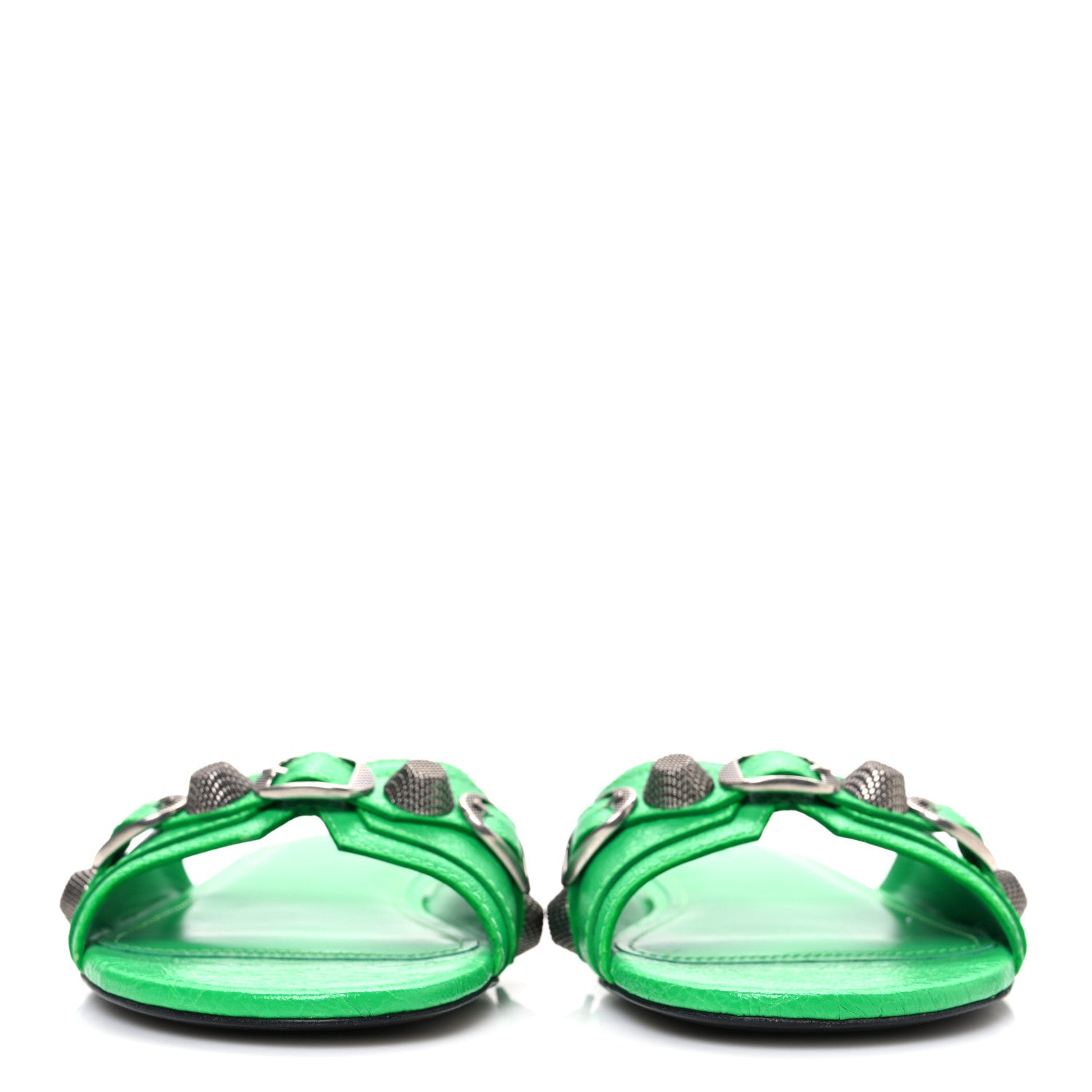 Balenciaga Agneau Arena Cagole Flat Slide Sandals 37 Vivid Green 3 of 10