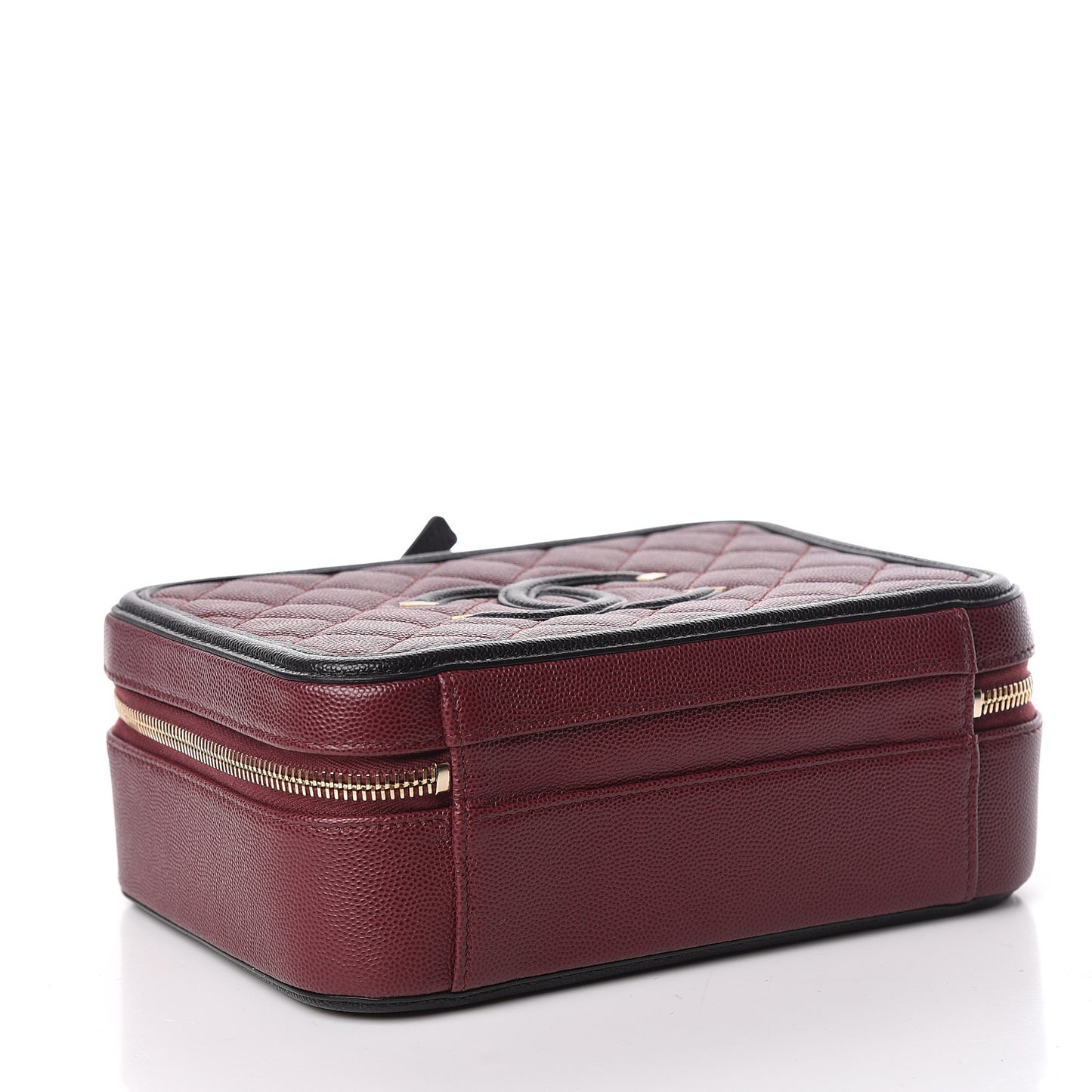 Caviar Quilted Medium CC Filigree Vanity Case Burgundy Black
