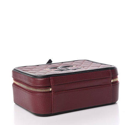 Chanel Caviar Quilted Medium CC Filigree Vanity Case Burgundy Black 5 of 11