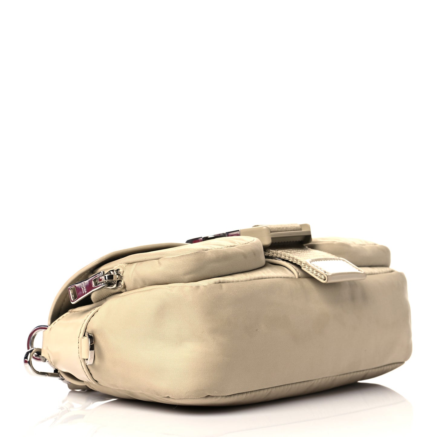 Re-Nylon Spazzolato Double Pocket Buckle Shoulder Bag Deserto