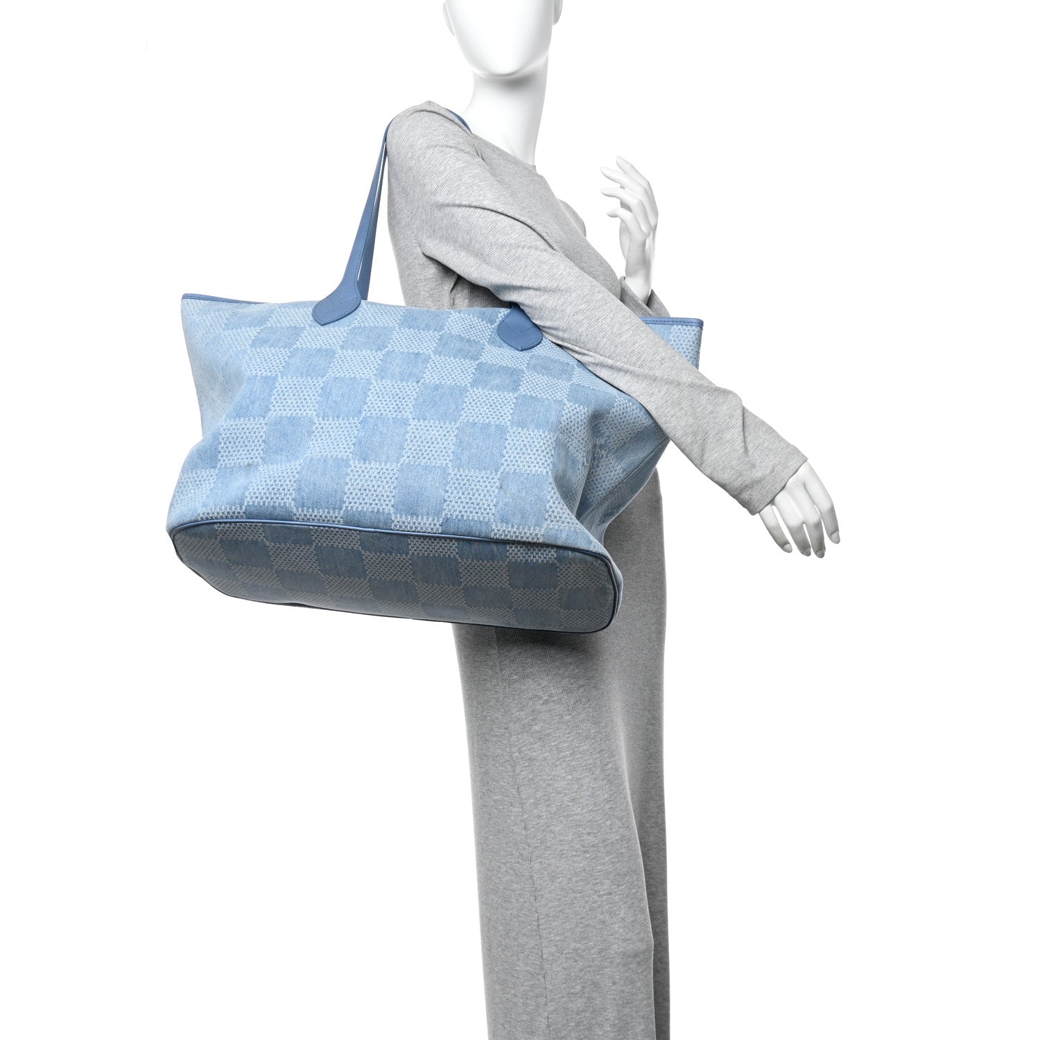 Louis Vuitton Damier Denim 3D Nevereverfull Denim Blue 2 of 11