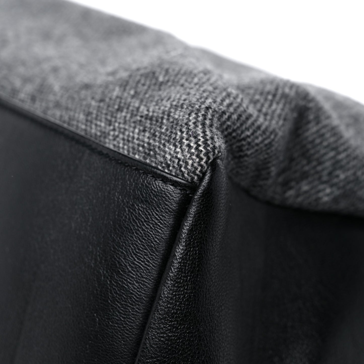 Tweed Wool Calfskin Medium Pandora Pure Flap Bag Dark Grey Black