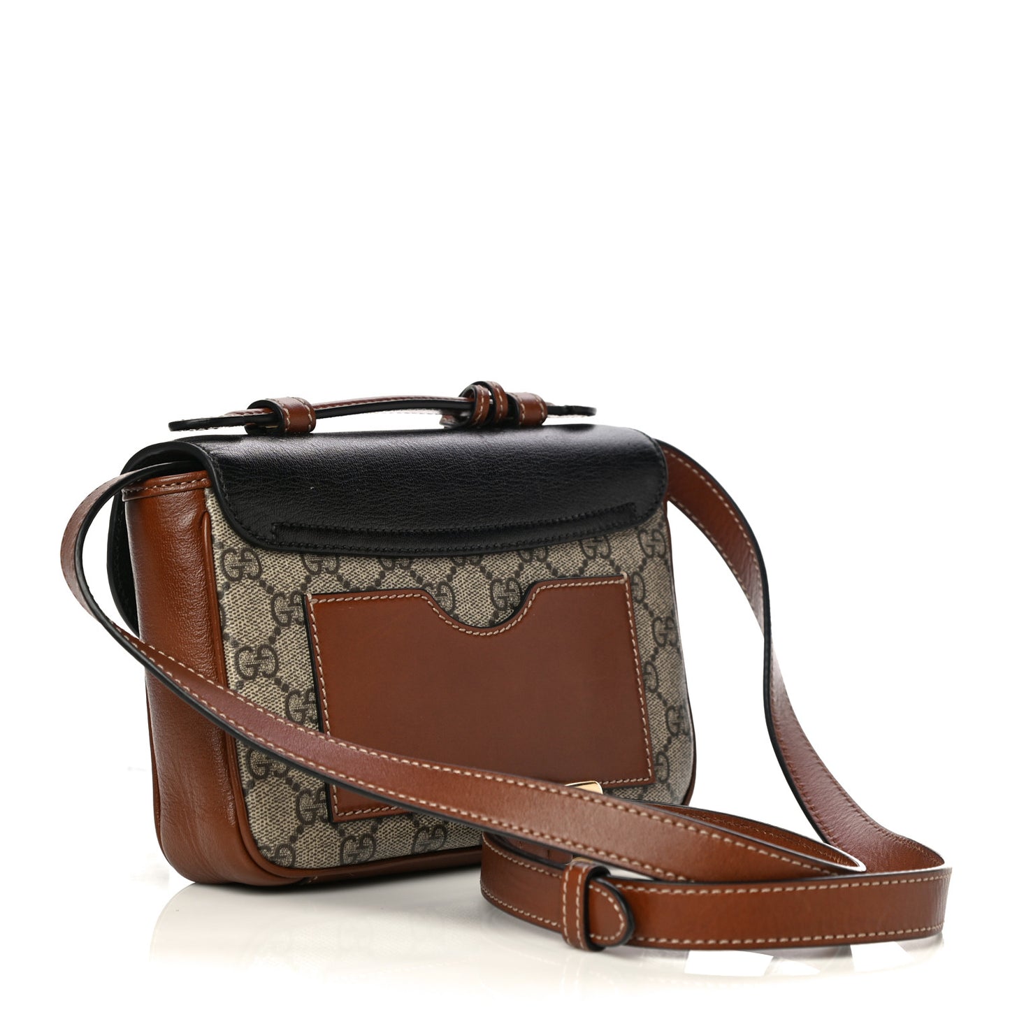 GG Supreme Monogram New Sakai Lux Calfskin Mini Padlock Flap Pocket Shoulder Bag Beige Ebony Black Cuir