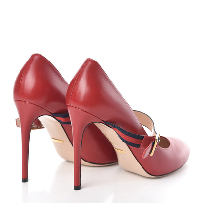 Gucci Malaga Kid Sylvie High Heel Pumps 41 Hibiscus Red 4 of 7