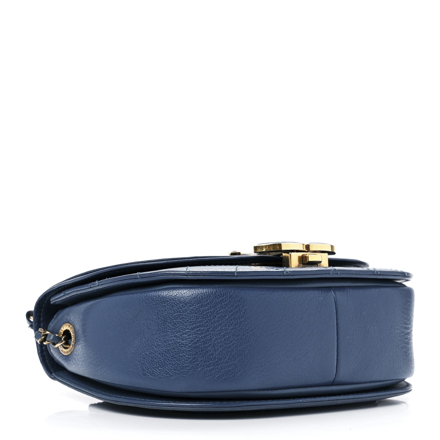 Chanel Shiny Calfskin Goatskin Quilted Small Coco Curve Messenger Flap Navy 4 of 15