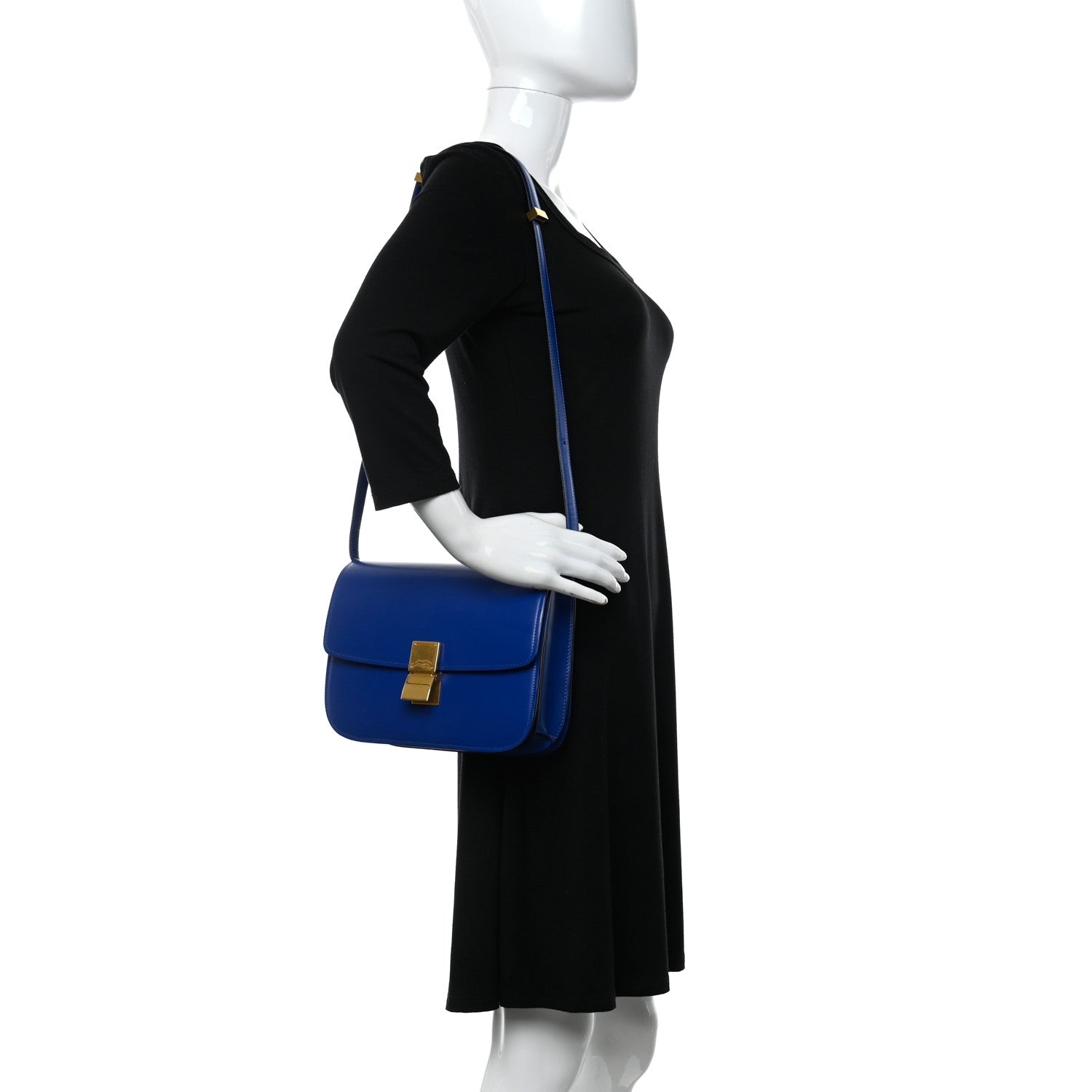 Celine Smooth Calfskin Medium Classic Box Flap Bag Royal Blue 2 of 11