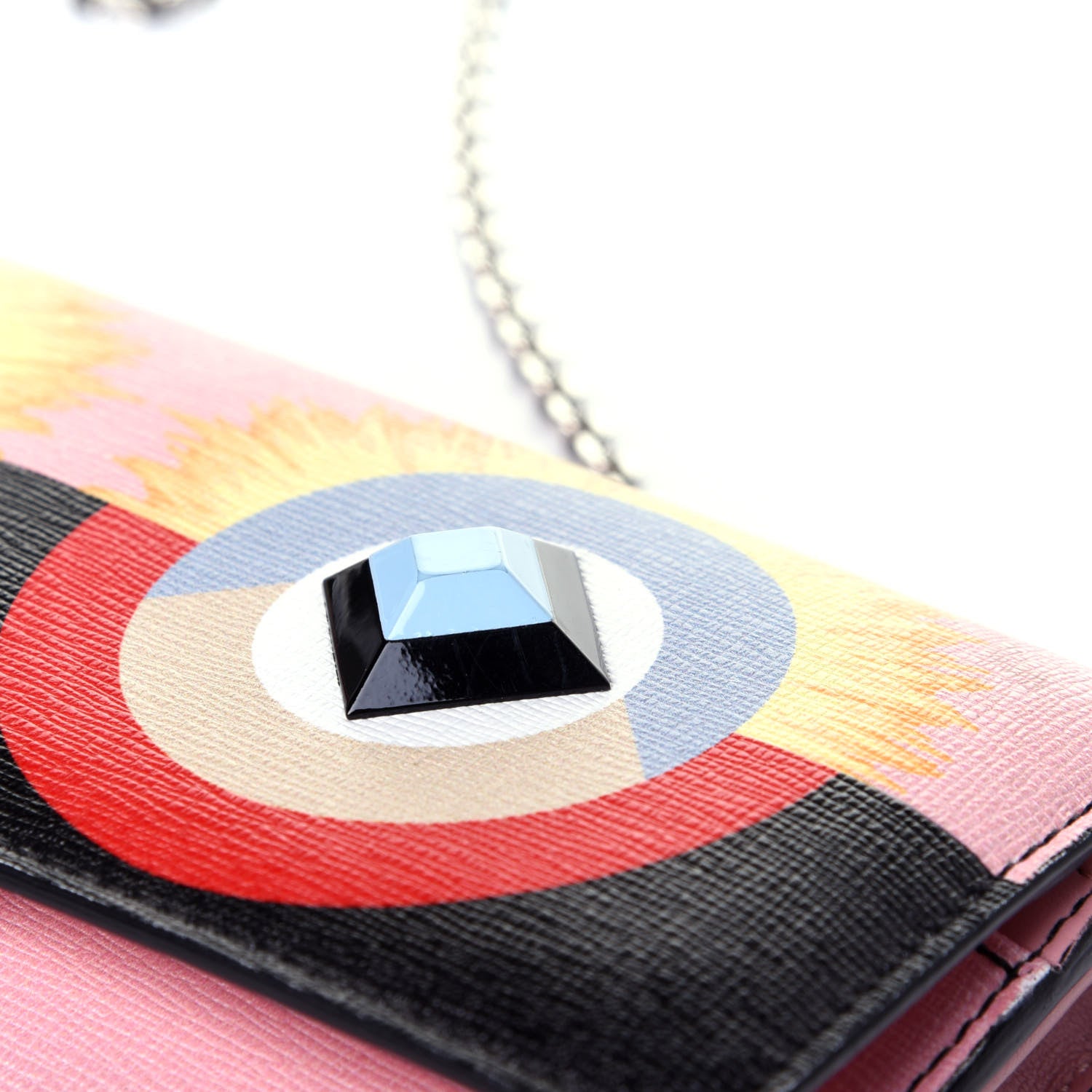 Fendi Vitello Elite Century Hypnoteyes Studded Continental Wallet On Chain Bubblegum Multicolor 10 of 13