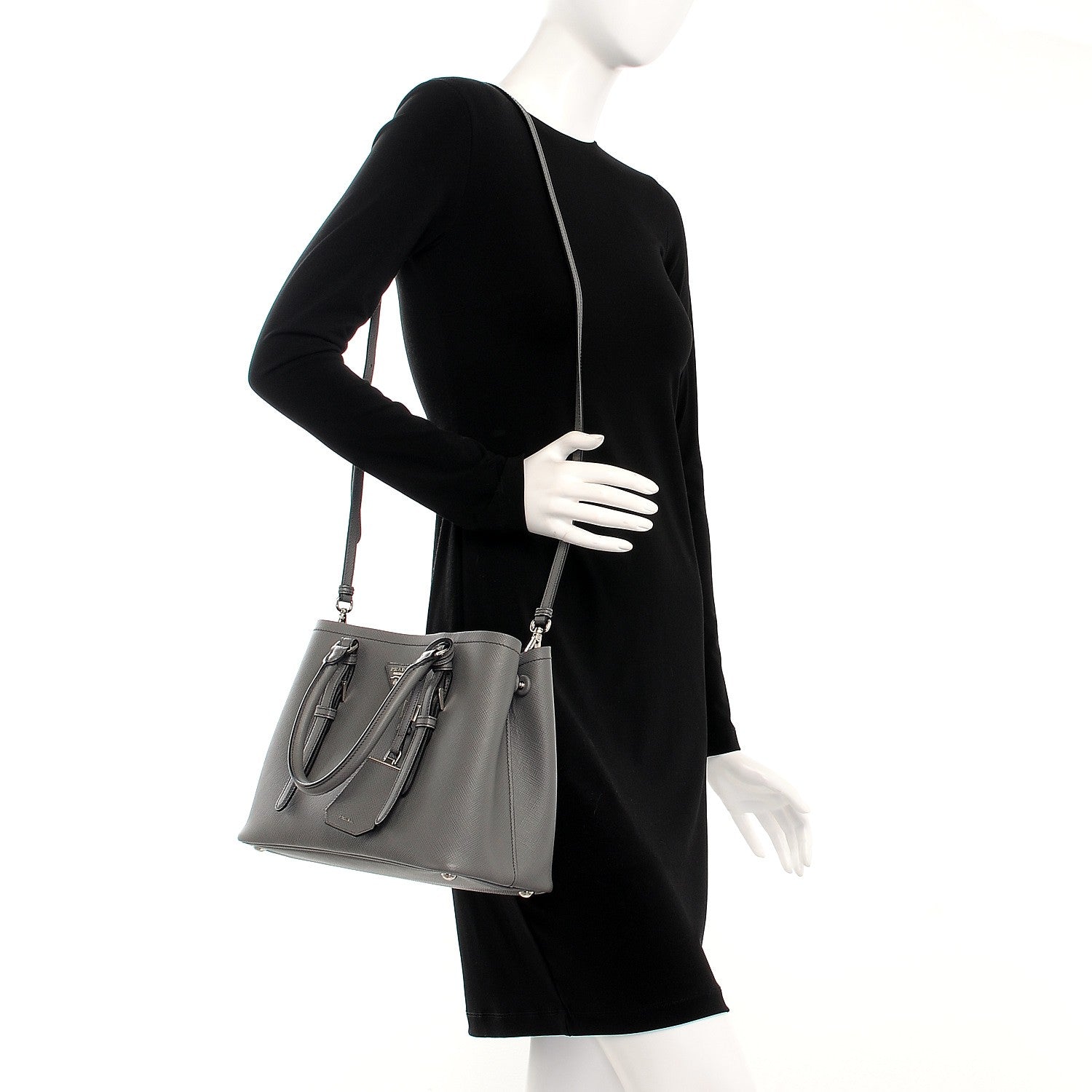 Prada Saffiano Cuir Double Handle Tote Marmo 2 of 10