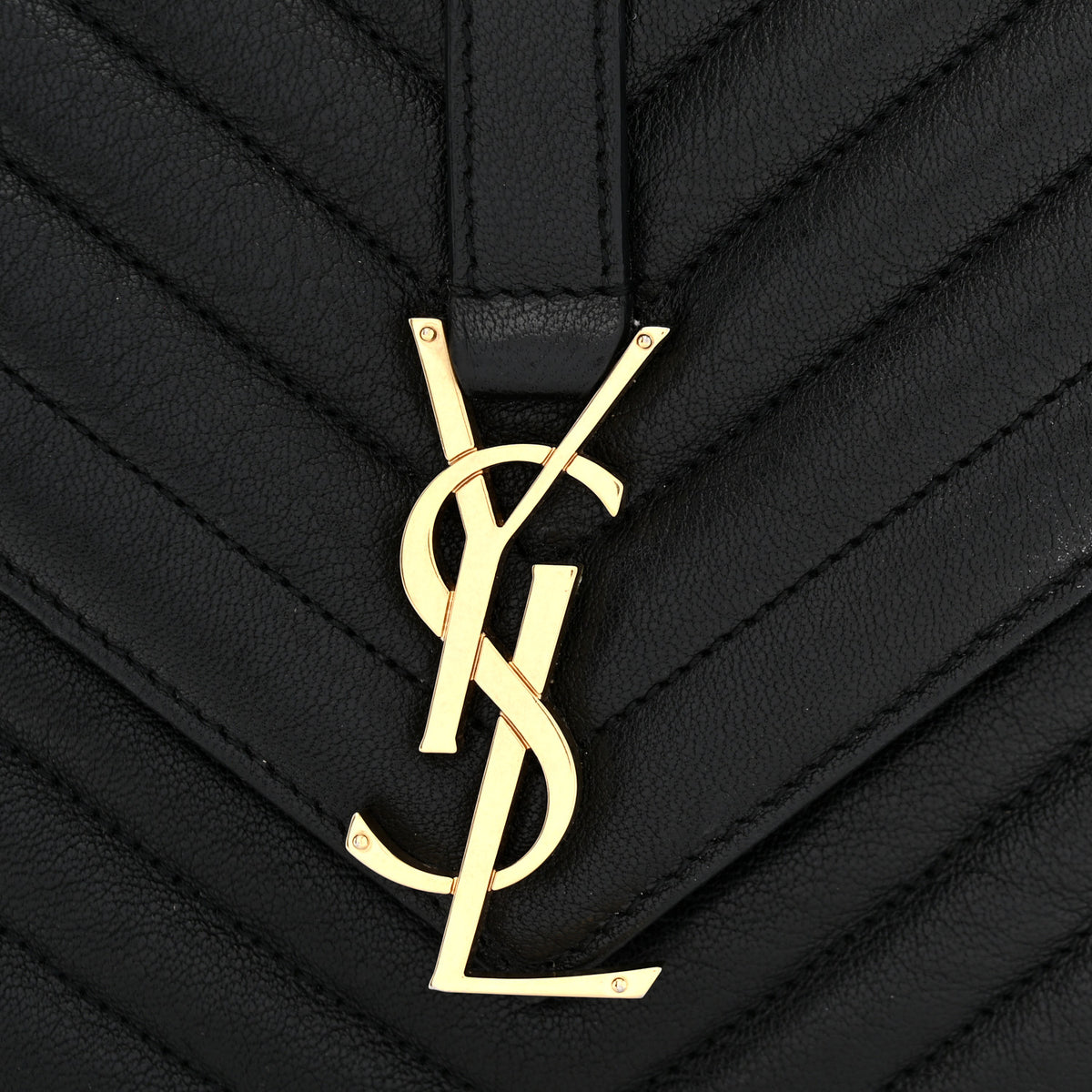 Saint Laurent Sheepskin Matelasse Chevron Monogram Medium College Bag Black 11 of 11