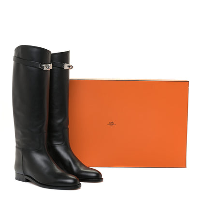 Hermes Box Kelly Jumping Boots 37 Black 12 of 12