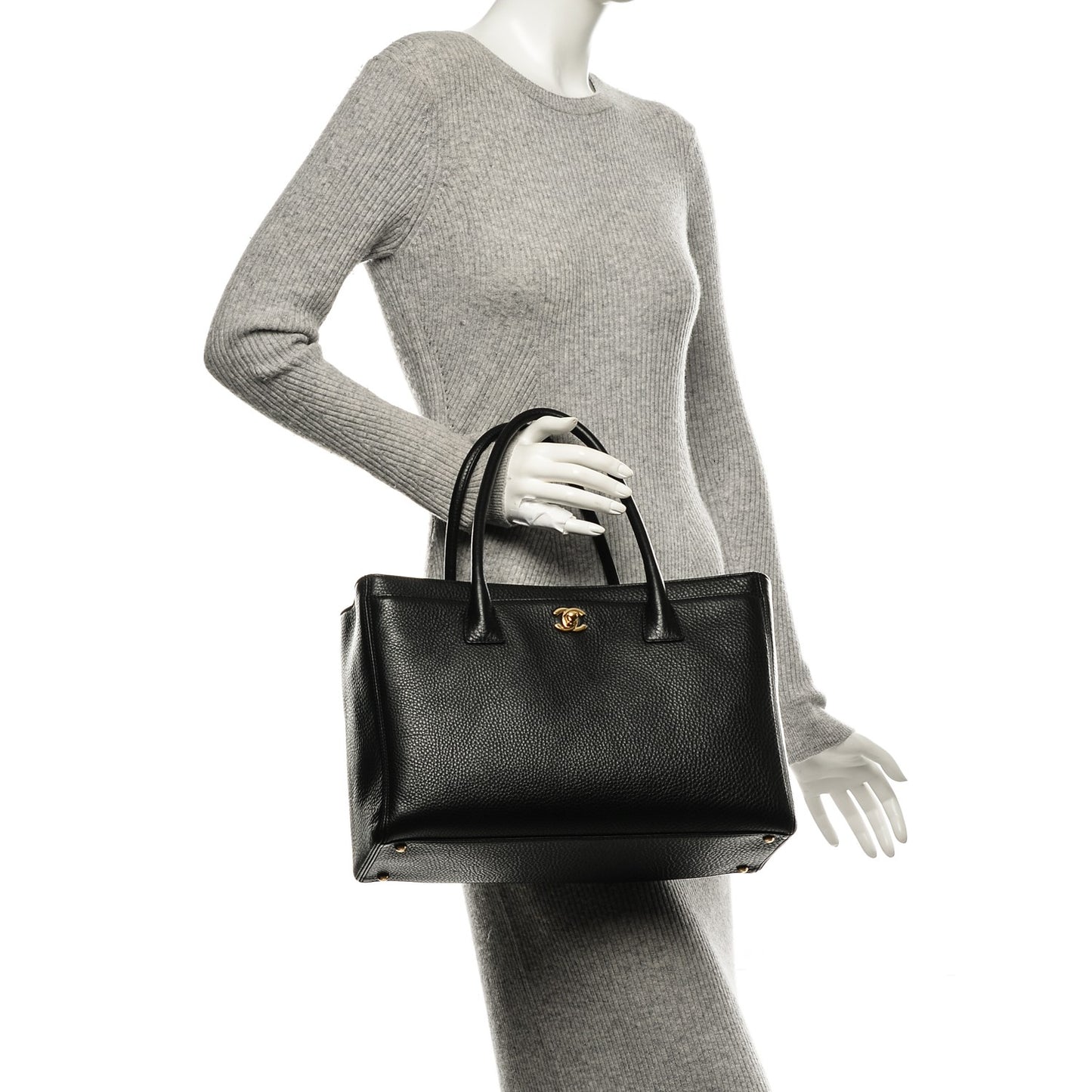 Calfskin Cerf Executive Shopper Tote Black