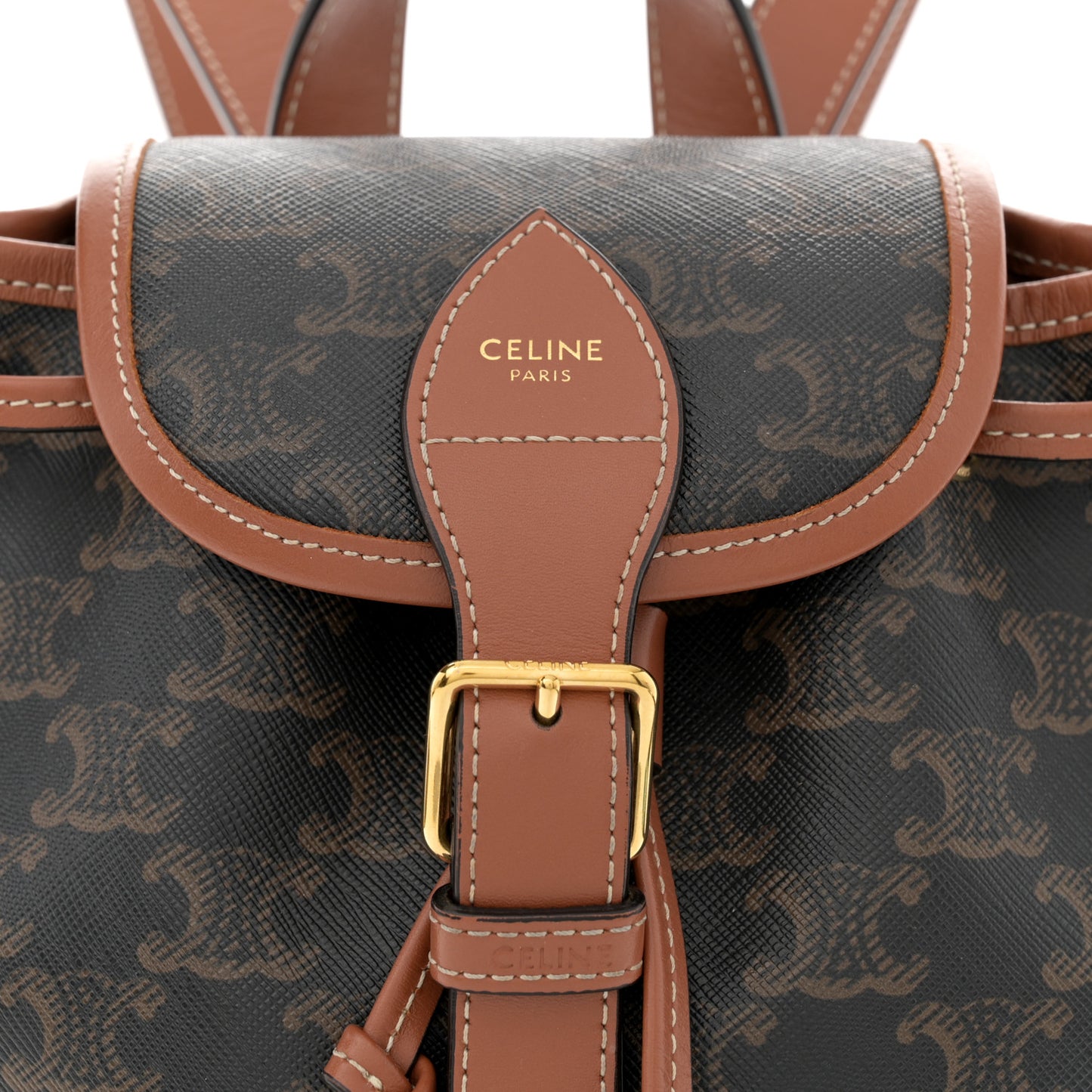Triomphe Canvas Calfskin Mini Folco Backpack Tan