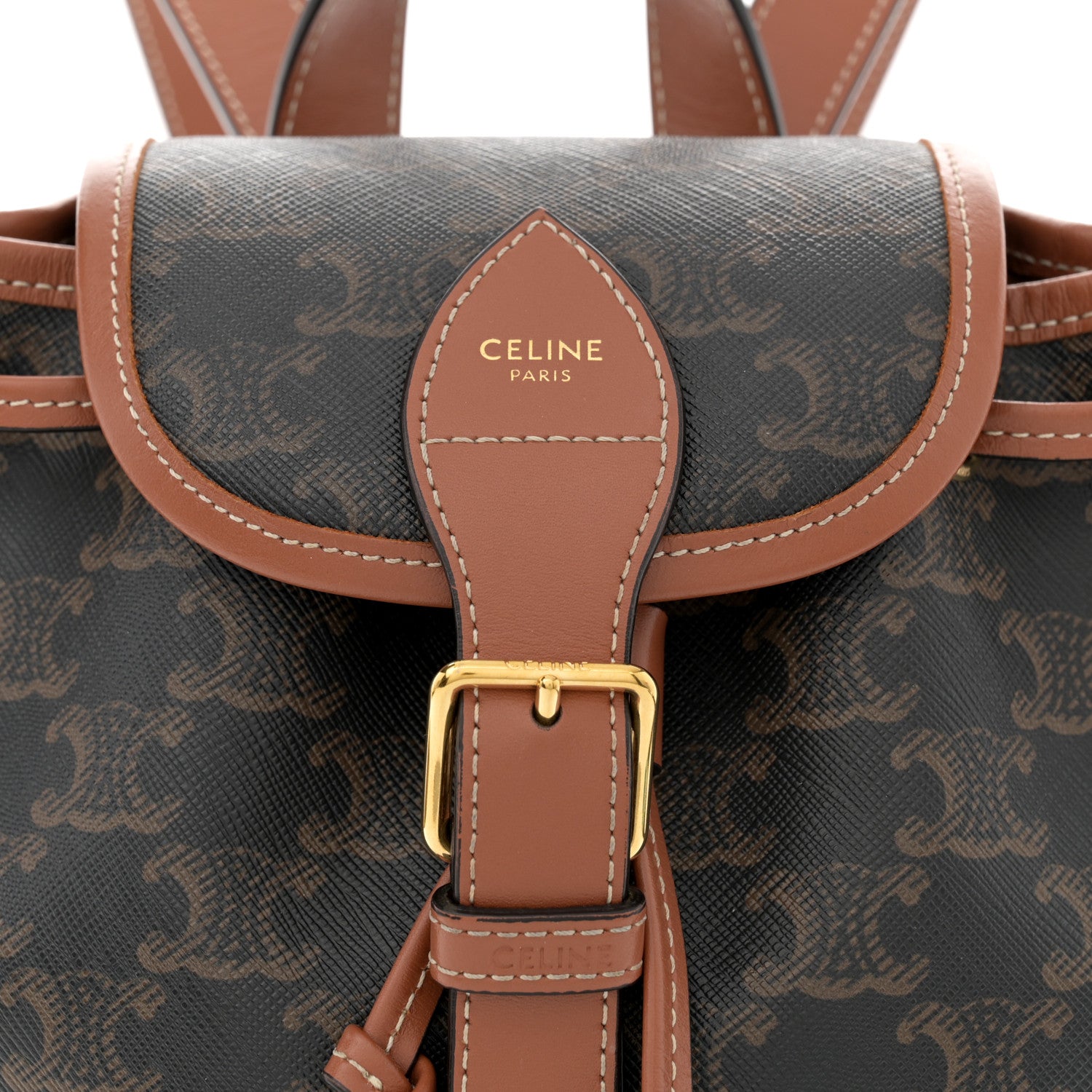 Celine Triomphe Canvas Calfskin Mini Folco Backpack Tan 9 of 12