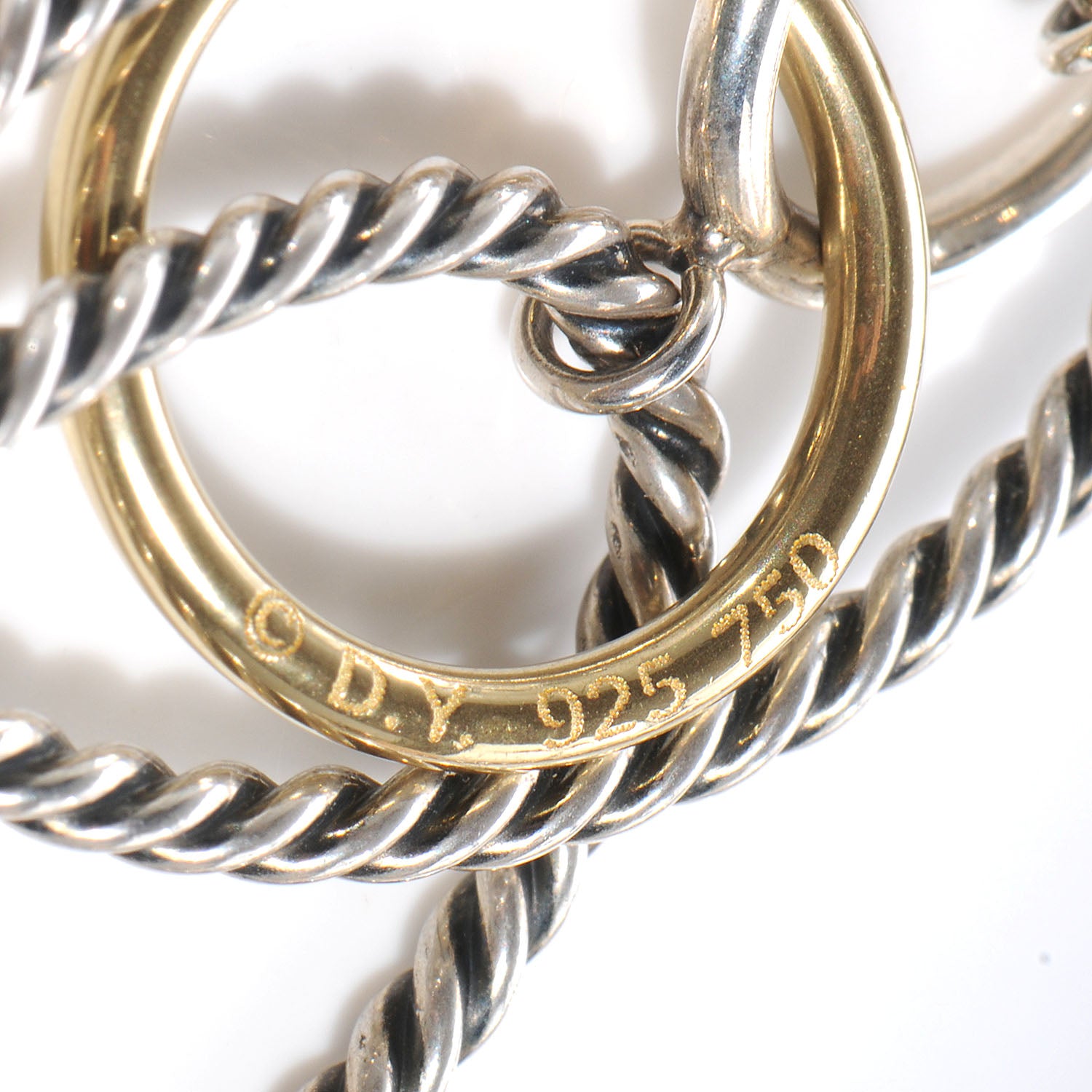 David Yurman Sterling Silver 18K Yellow Gold Mobile Oval Drop Earrings 4 of 4