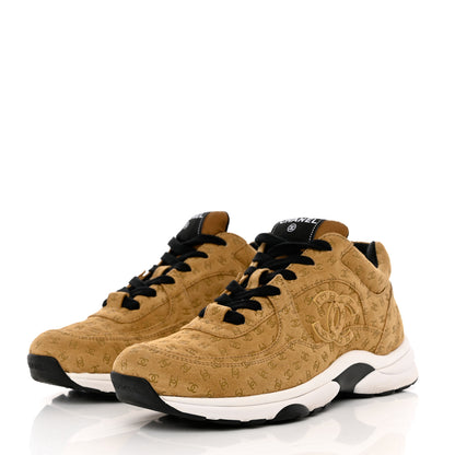 Chanel Suede Calfskin Printed CC Sneakers 41 Beige 3 of 10