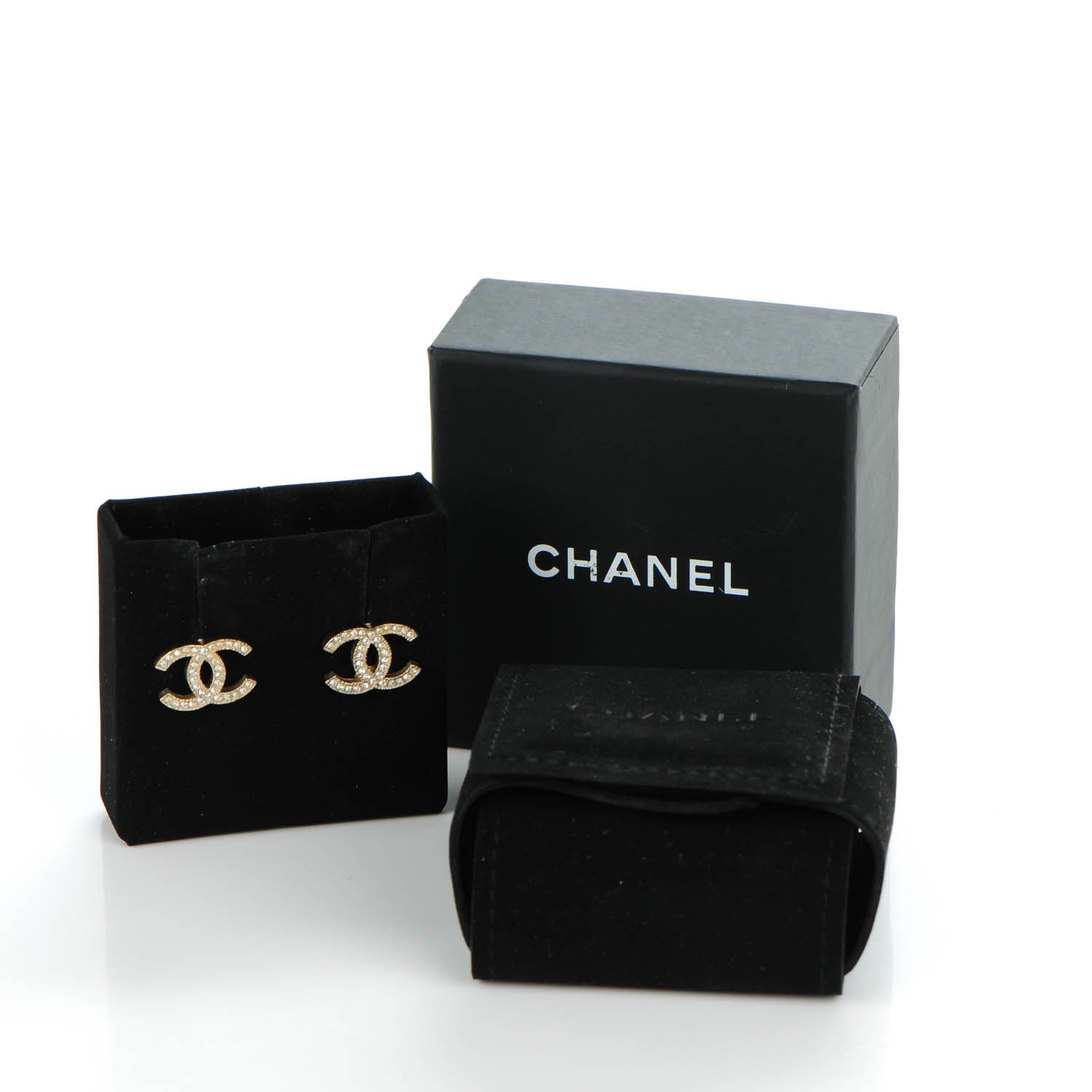 Chanel Crystal CC Earrings Gold 5 of 5