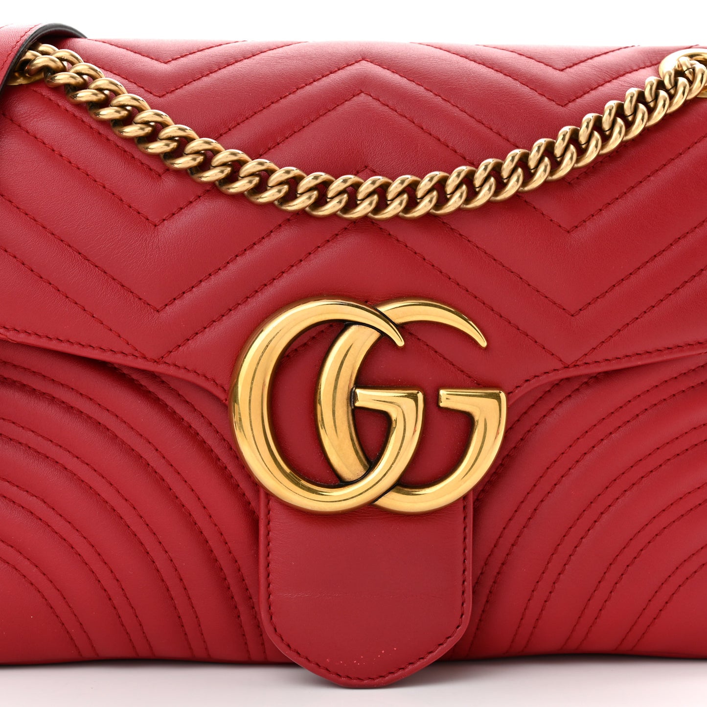 Calfskin Matelasse Medium GG Marmont Shoulder Bag Hibiscus Red