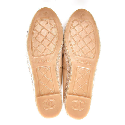 Chanel Lambskin CC Espadrilles 39 Beige Black 9 of 11