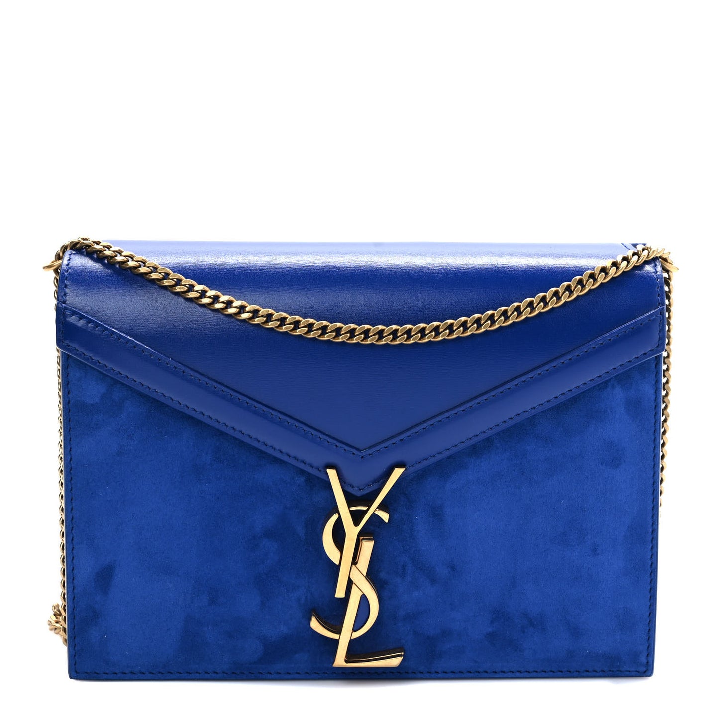 Smooth Calfskin Suede Monogram Cassandra Clasp Bag Bleu Saphir