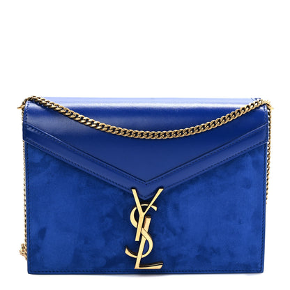 Saint Laurent Smooth Calfskin Suede Monogram Cassandra Clasp Bag Bleu Saphir 1 of 9