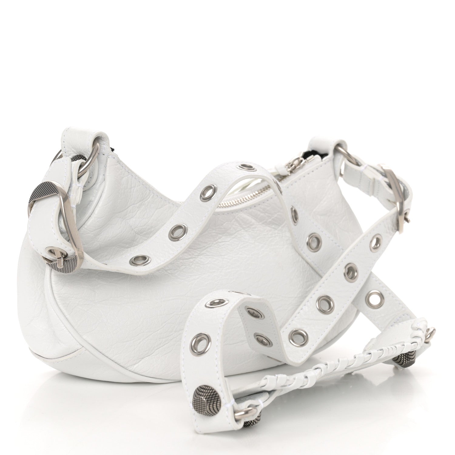 Balenciaga Agneau Arena Lunar New Year Graffiti Logo Le Cagole Shoulder Bag XS Optic White 4 of 11