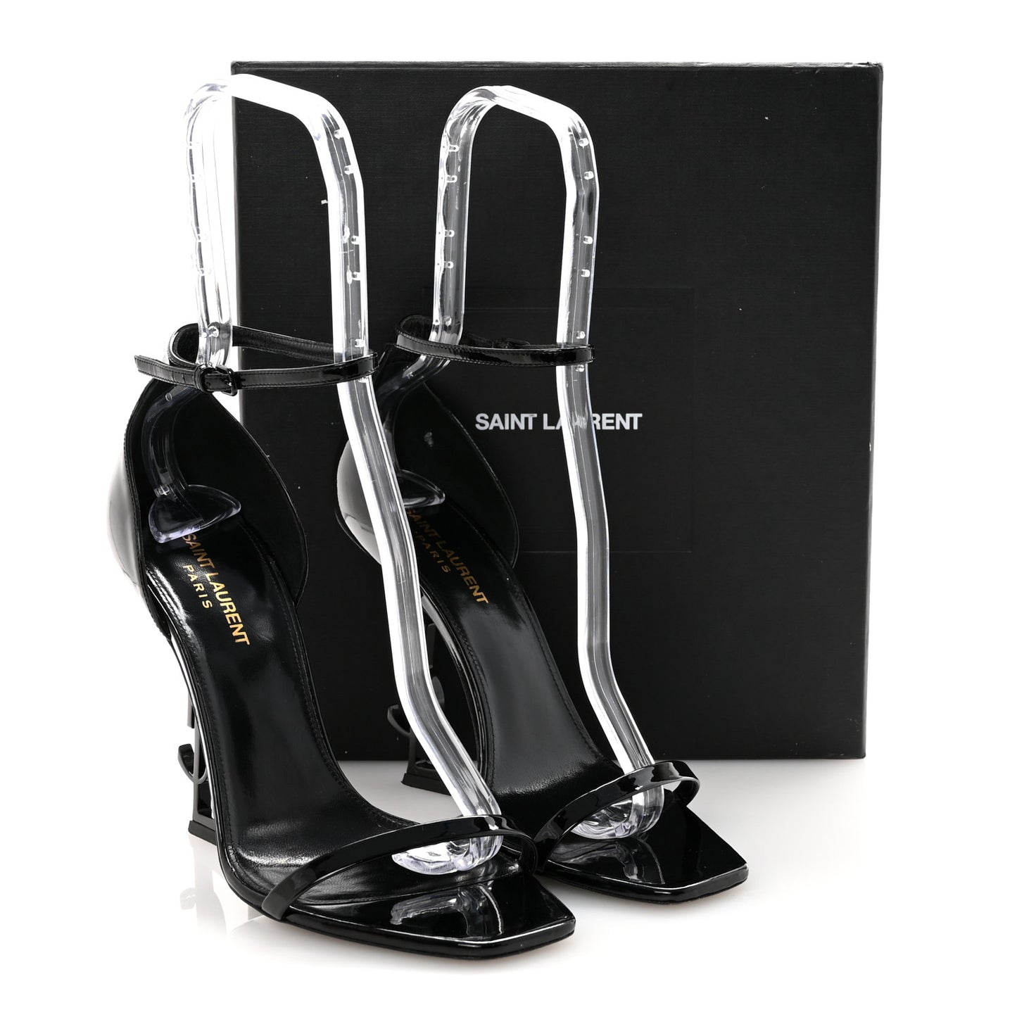 Patent Calfskin Opyum 110 Sandals 40 Black
