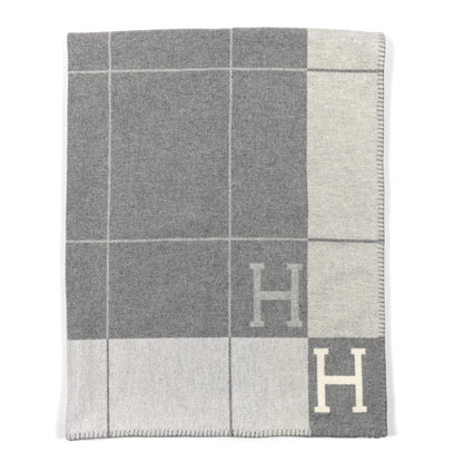 Hermes Wool Cashmere Avalon III Blanket Ecru Gris Clair 1 of 3