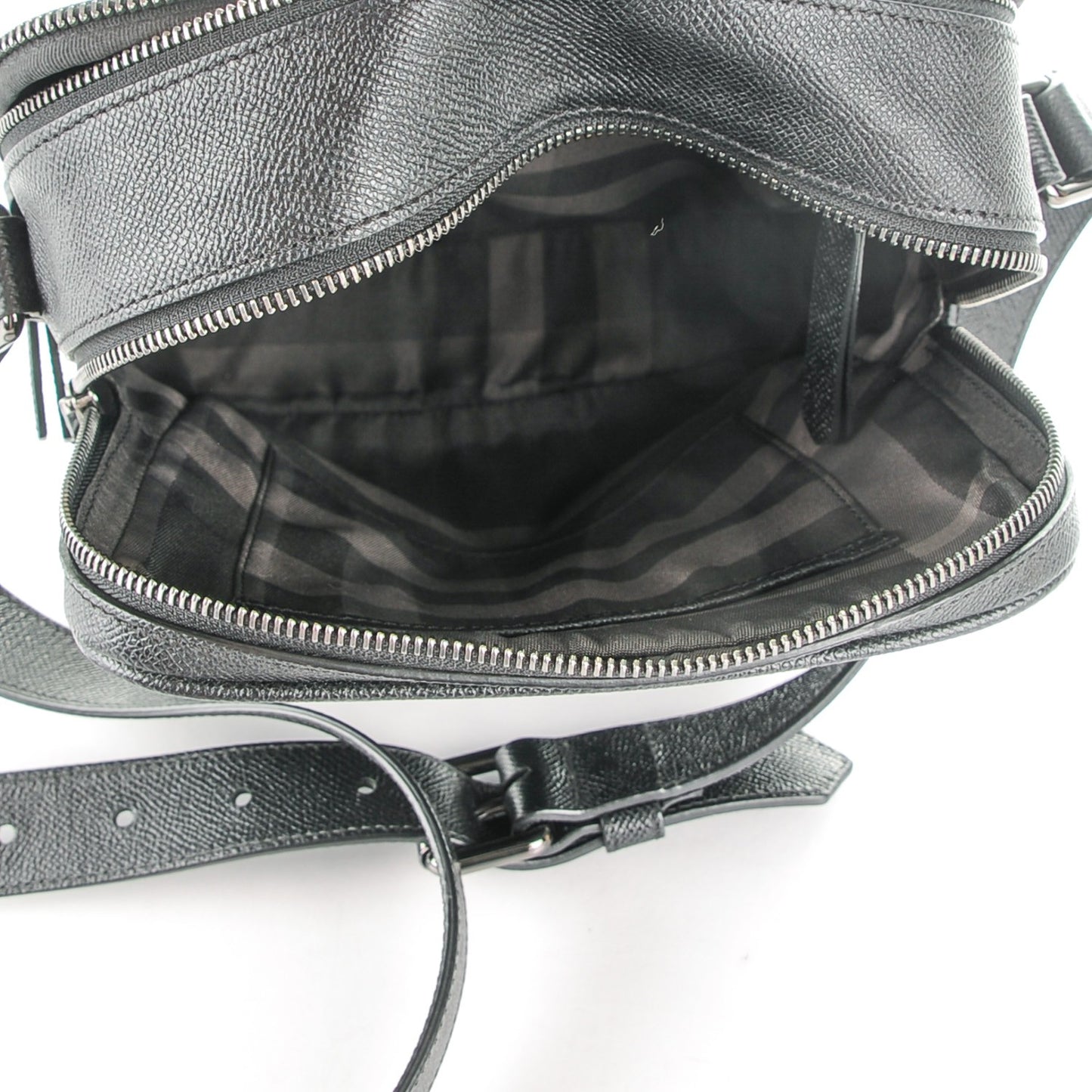 London Grainy Calfskin Messenger Bag Black