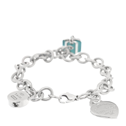 Tiffany Sterling Silver Enamel Return to Tiffany Three Charm Bracelet Blue 1 of 3