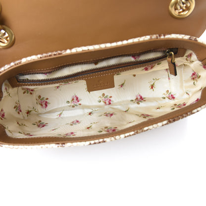 Gucci Raffia Elaphe Matelasse Small GG Marmont Shoulder Bag Natural Cream Brown 5 of 10