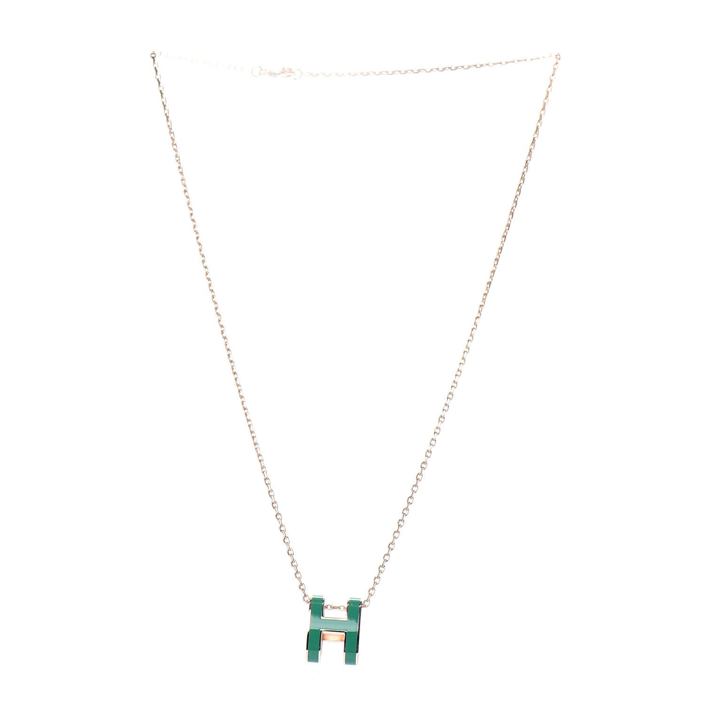 Rose Gold Lacquered Pop H Pendant Necklace Vert Malachite