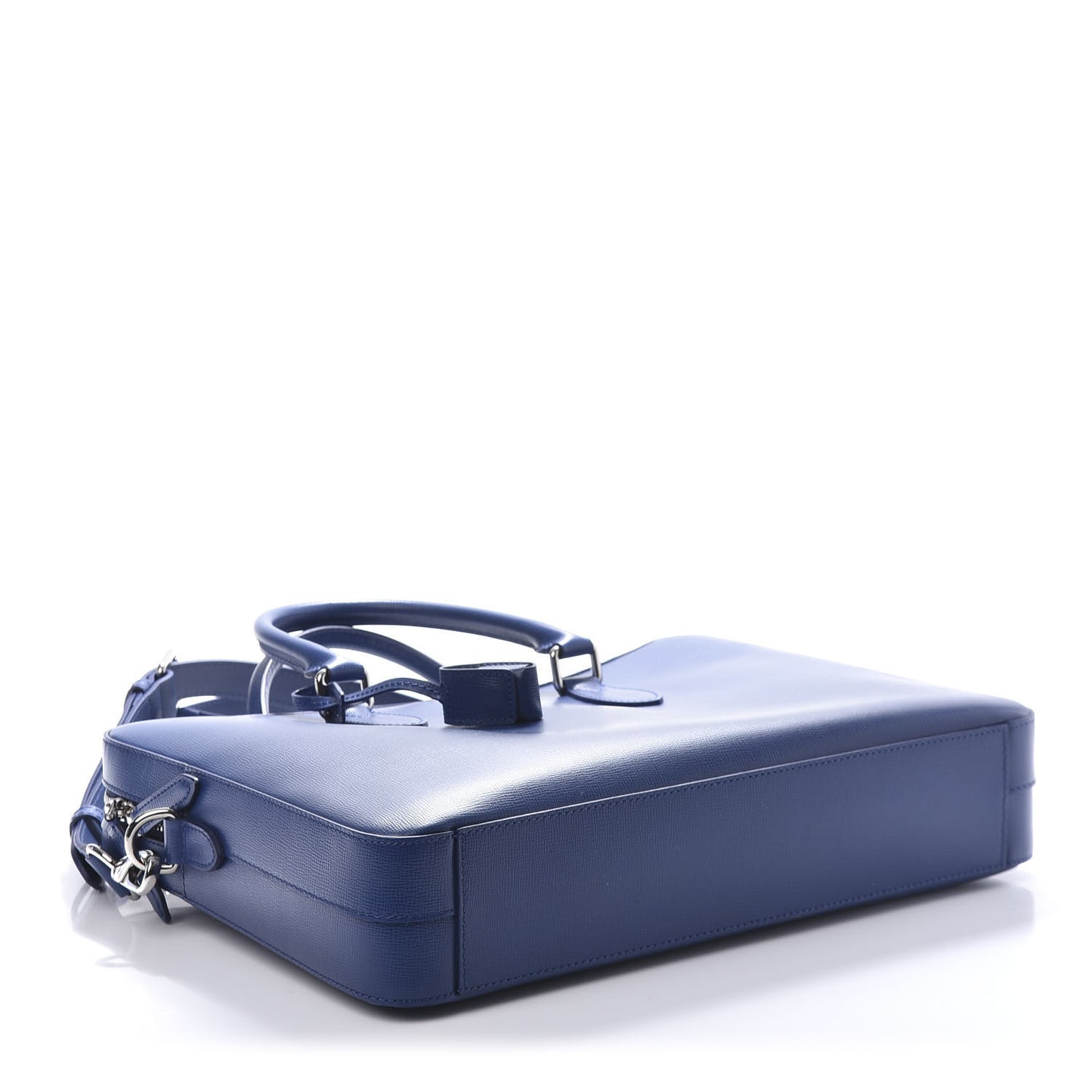 Textured Calfskin Barrow Briefcase Deep Blue