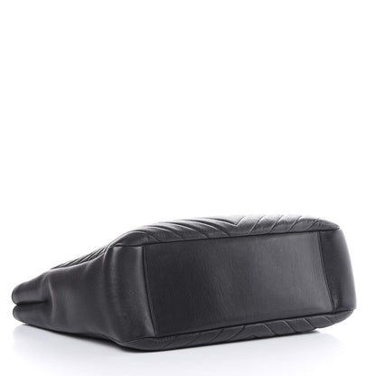 Saint Laurent Sheepskin Matelasse Chevron Large Monogram Shopping Bag Black 4 of 10