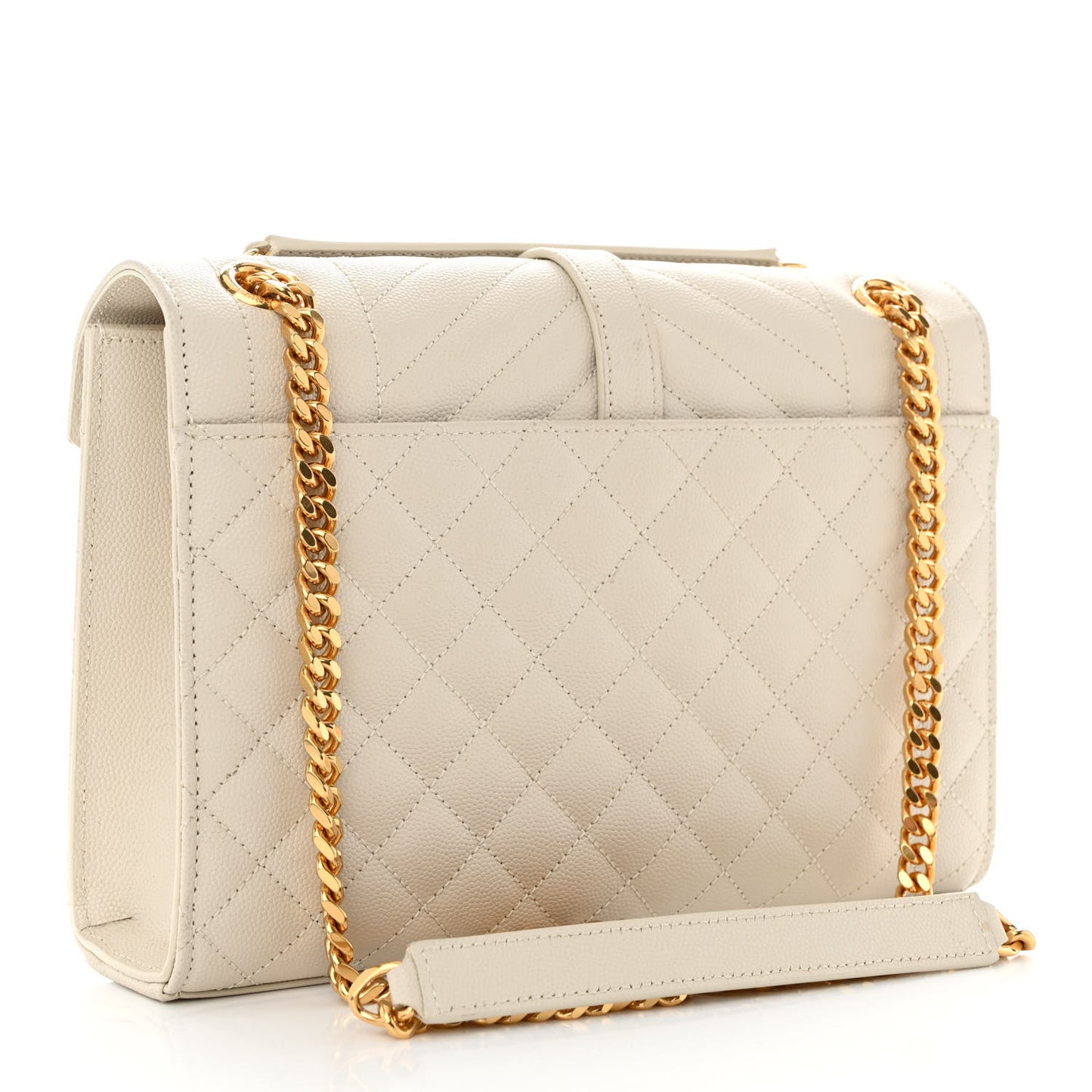 Grain De Poudre Textured Mixed Matelasse Medium Triquilt Monogram Satchel Crema Soft
