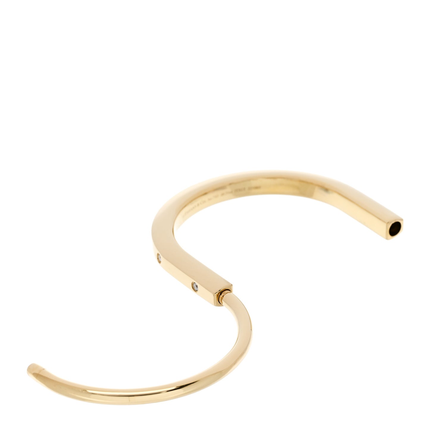 18K Yellow Gold Diamond Tiffany Lock Bangle Bracelet