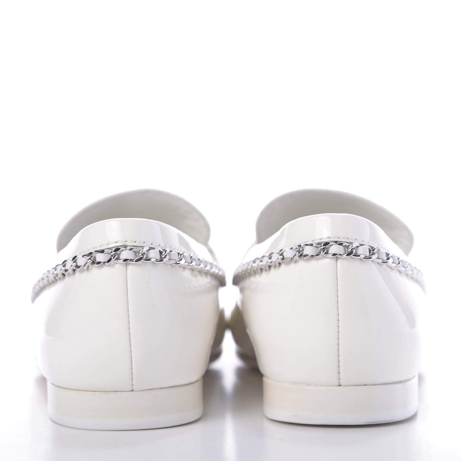 Chanel Patent Calfskin CC Chain Mocassin Loafers 37 White 5 of 10