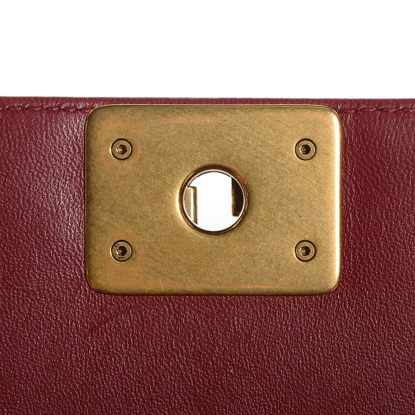 Lambskin Quilted Medium Boy Flap Dark Red
