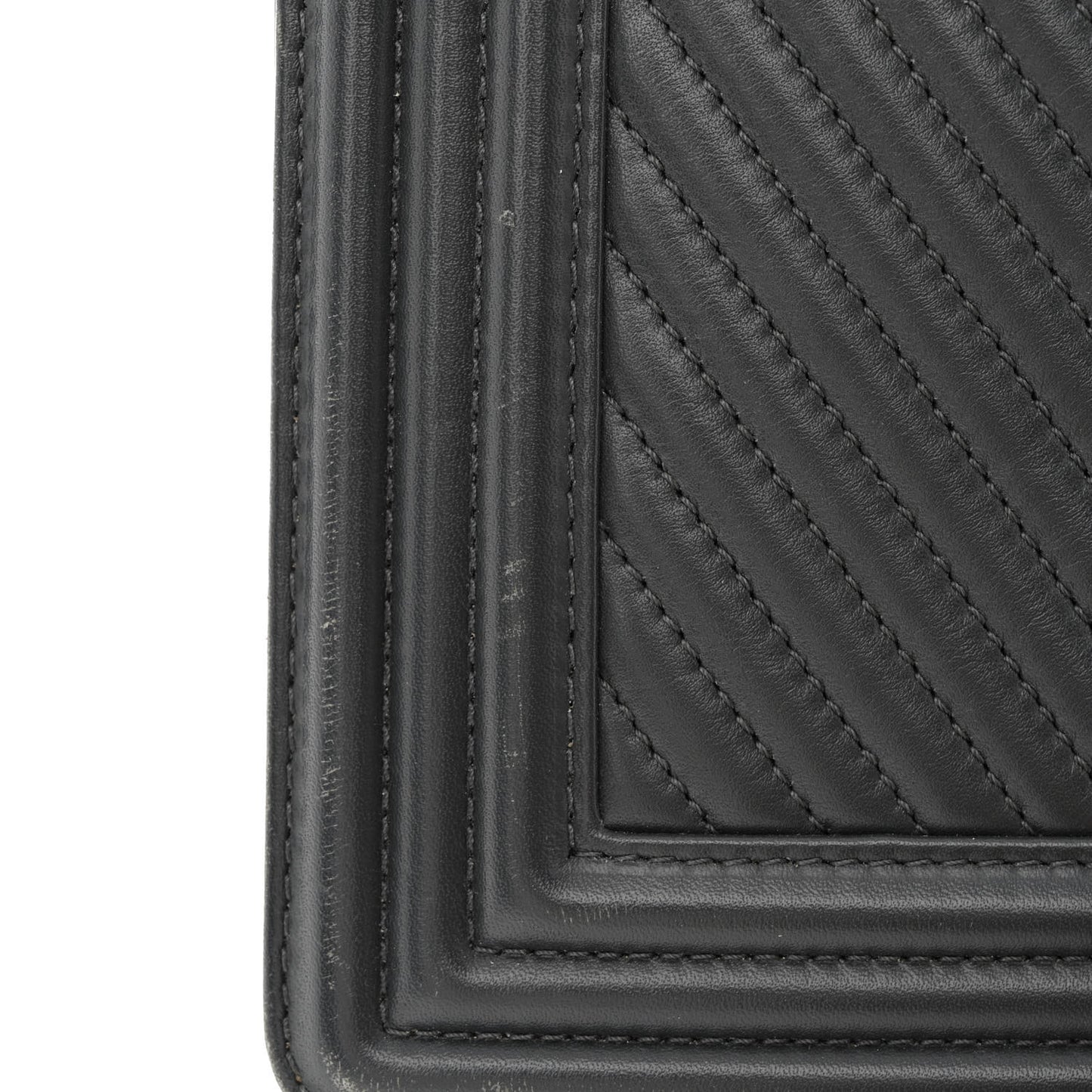 Calfskin Chevron Quilted New Medium Boy Flap Dark Grey