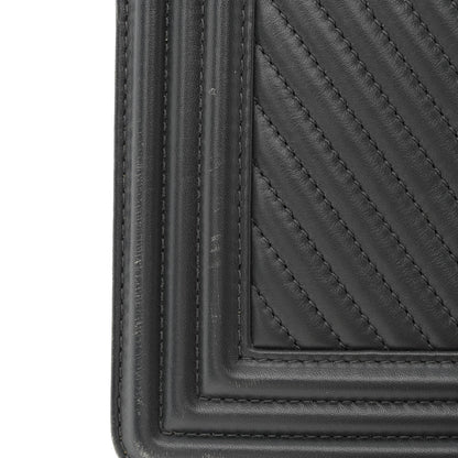 Chanel Calfskin Chevron Quilted New Medium Boy Flap Dark Grey 15 of 15
