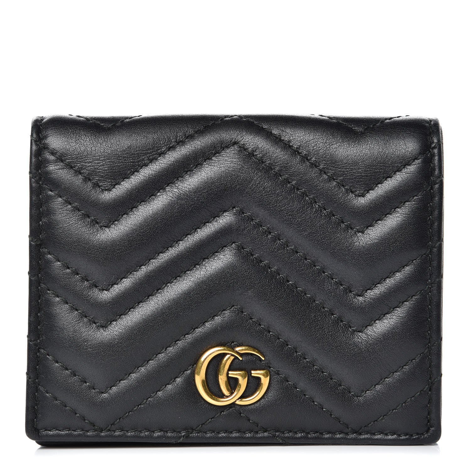 Gucci Calfskin Matelasse GG Marmont Card Case Black 1 of 7