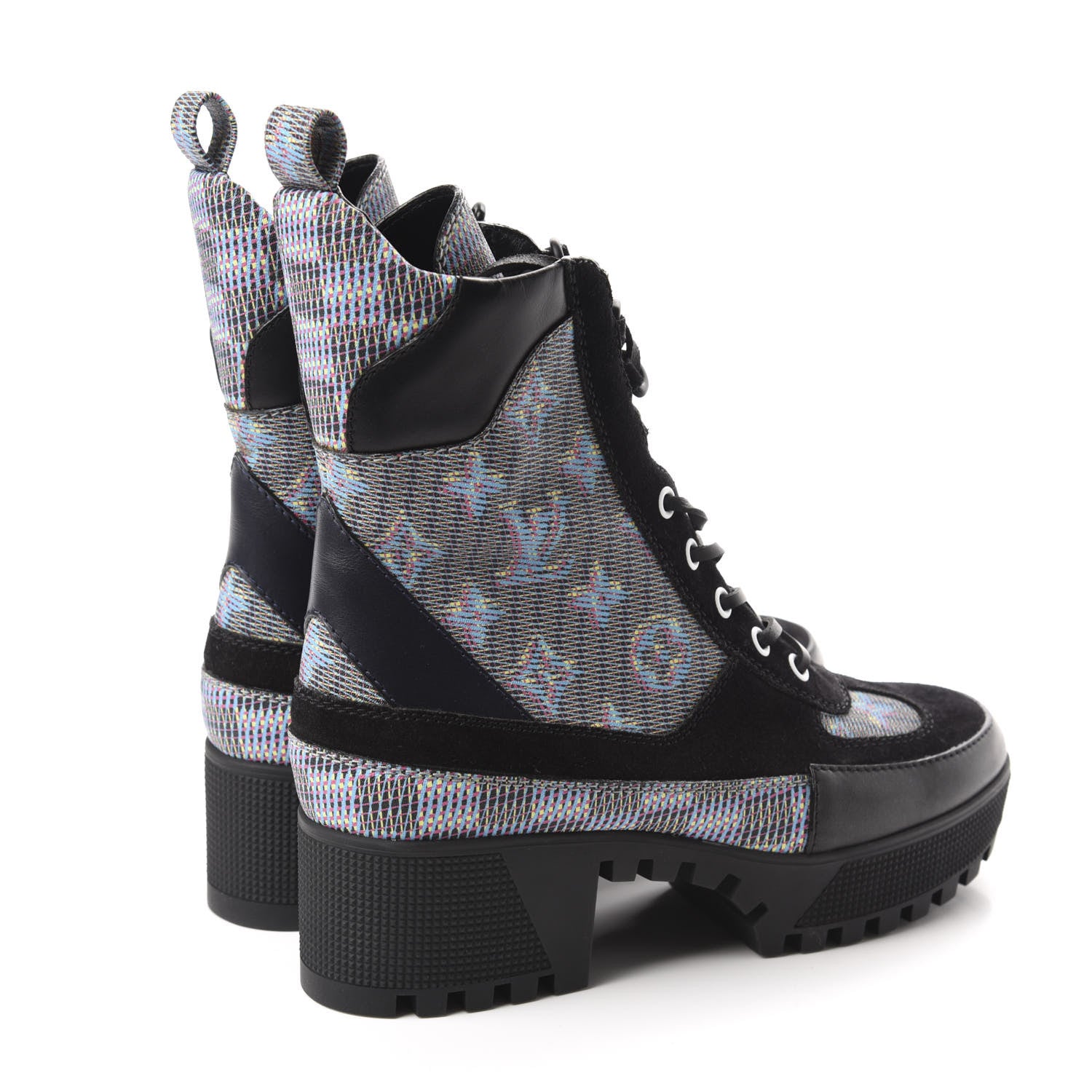 Louis Vuitton Monogram LV Pop Suede Calfskin Laureate Platform Desert Boots 37 Blue 4 of 9