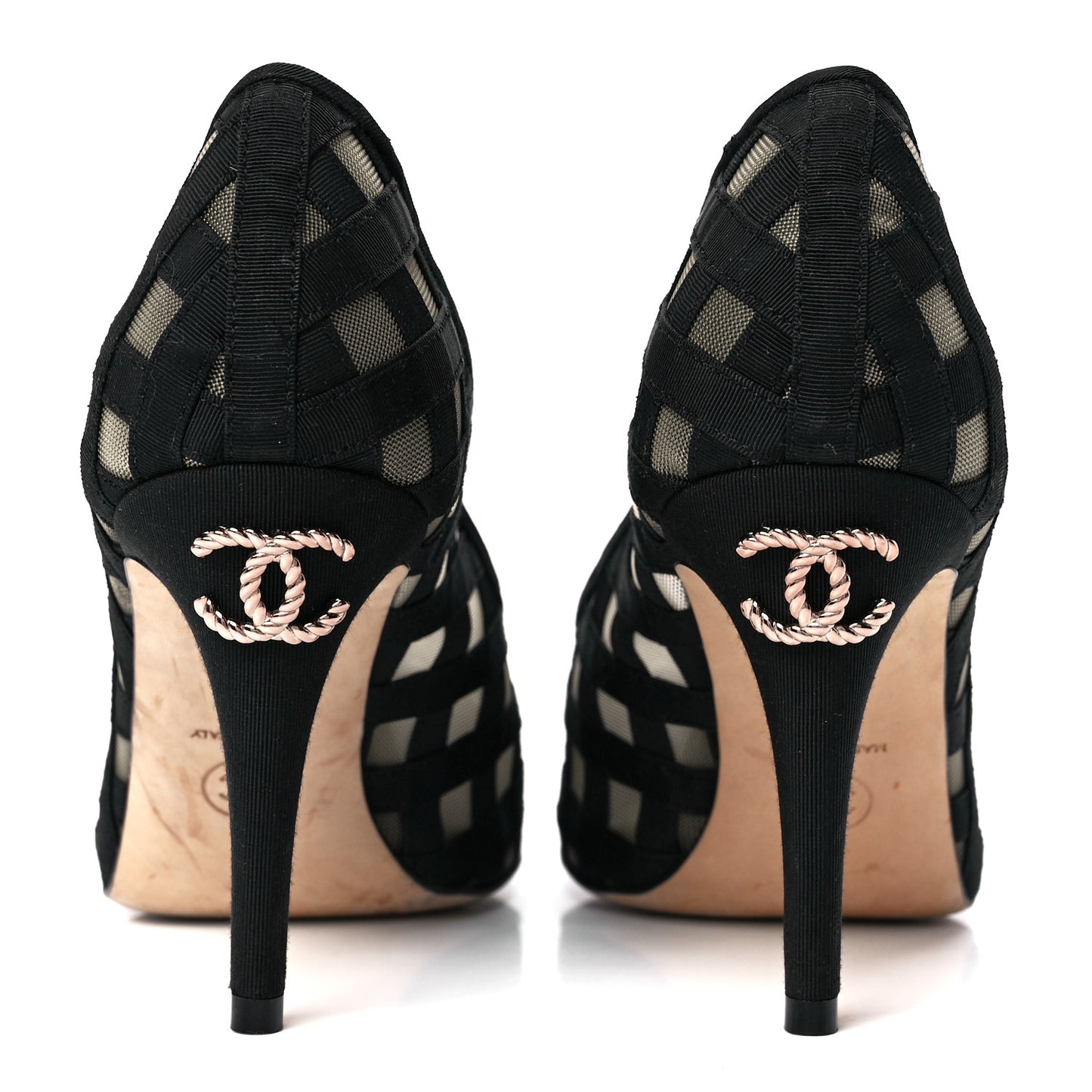 Mesh Grosgrain Cap Toe CC Heels 37 Black