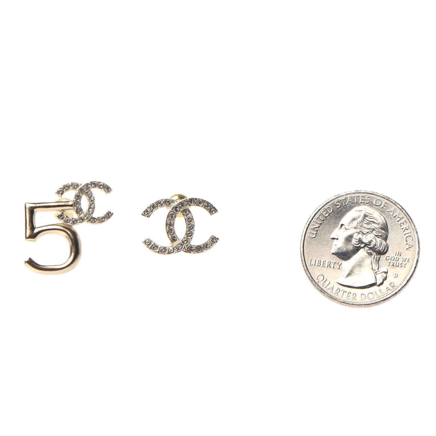 Chanel Crystal CC No 5 Earrings Gold 2 of 5