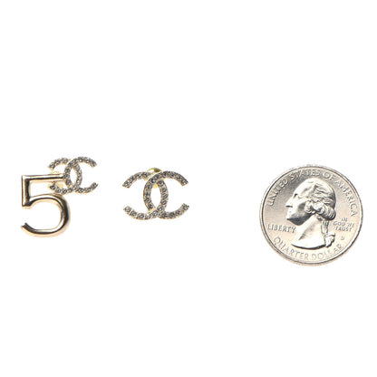 Chanel Crystal CC No 5 Earrings Gold 2 of 5