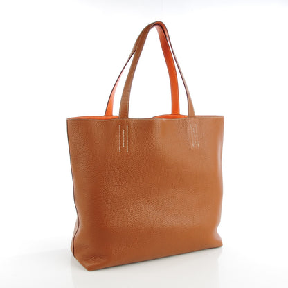 Hermes Taurillon Clemence Double Sens 45 Reversible Tote Orange Gold 4 of 7