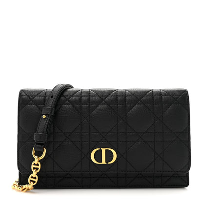 Christian Dior Supple Calfskin Cannage Caro Belt Pouch with Chain Black 1 of 10