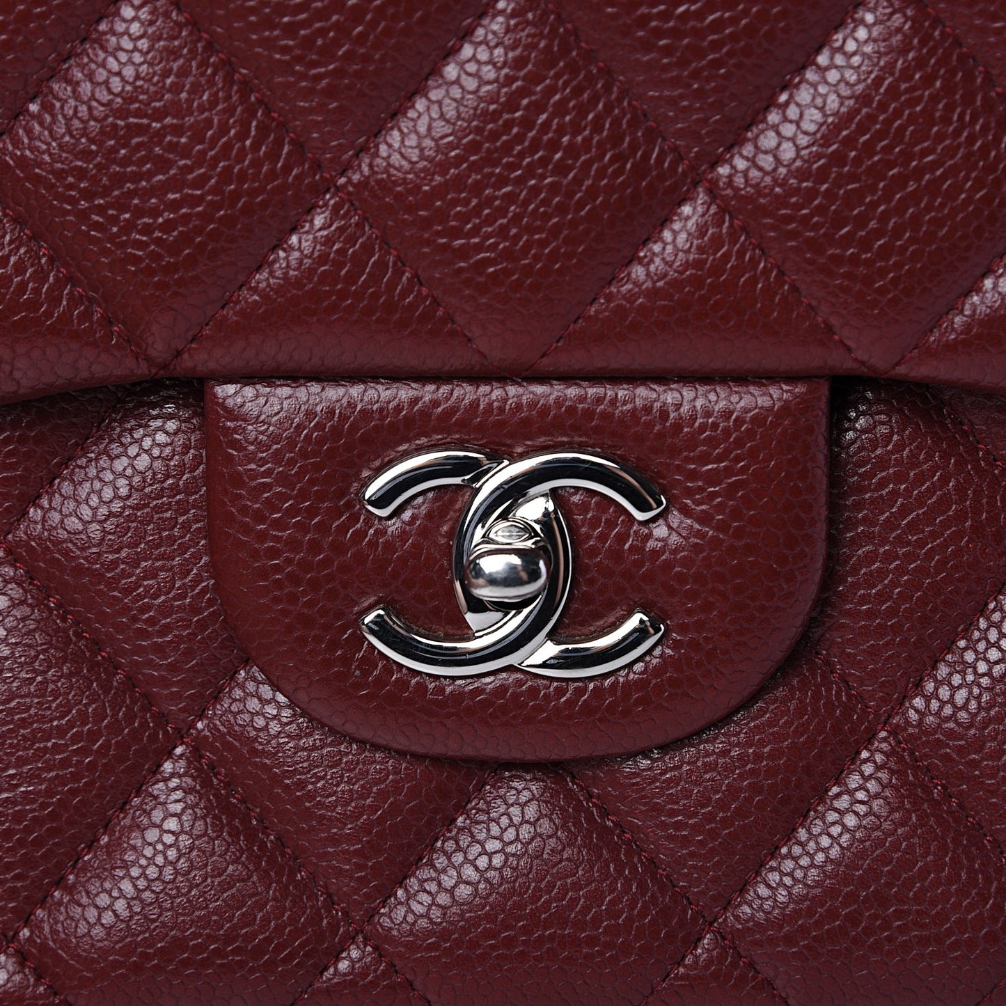 Caviar Quilted Jumbo Double Flap Dark Red